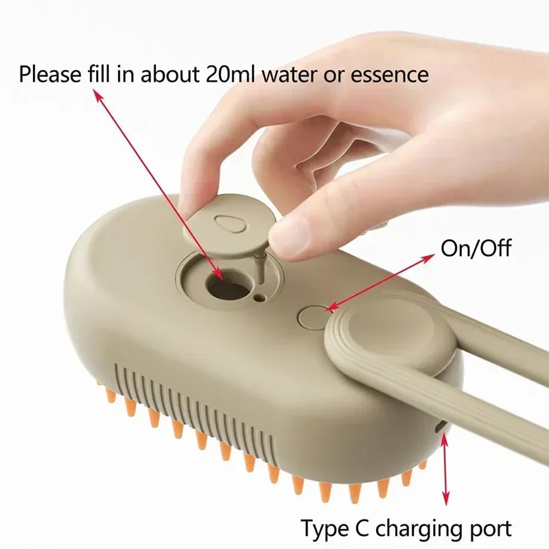 Pet Steam Spray Brush For Grooming Cats And Dogs