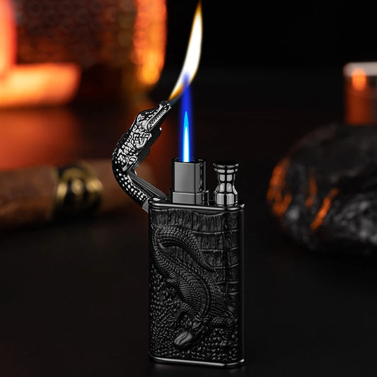 Metal Crocodile Double Fire Gas Lighters