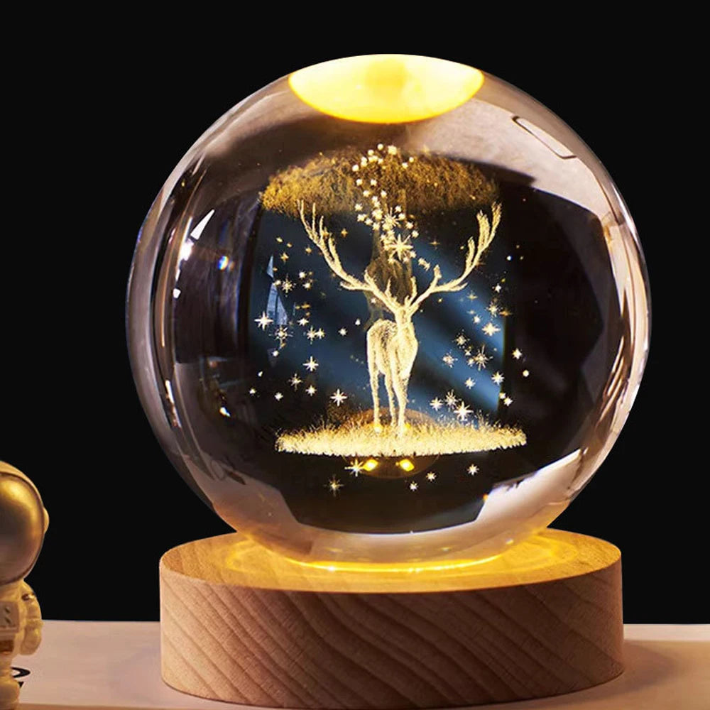 Crystal Ball Astronaut Solar System Saturn Milky Way Planet Night Light